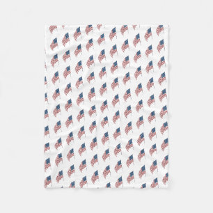 Amerikaanse vlag met patriottische vlag in de win Fleece Deken