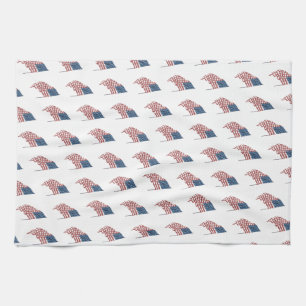 Amerikaanse vlag met patriottische vlag in de win Theedoek