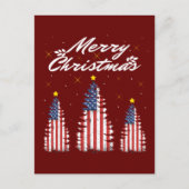 Amerikaanse vlag met prettige kerstbomen briefkaart (Voorkant)