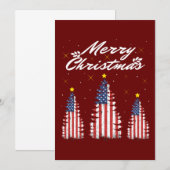 Amerikaanse vlag met prettige kerstbomen kaart (Voorkant / Achterkant)
