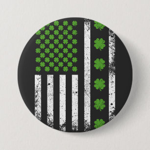 Amerikaanse vlag met shamrocks Ronde Button 7,6 Cm