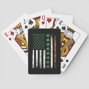 Amerikaanse vlag met Shamrocks St Patrick's Day Pokerkaarten