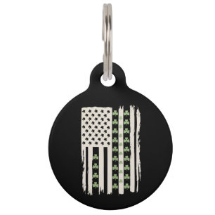 Amerikaanse vlag met Shamrocks voor St Patricks Huisdierpenning