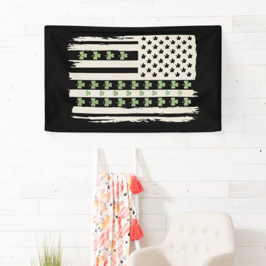 Amerikaanse vlag met Shamrocks voor St Patricks Spandoek (Insitu)