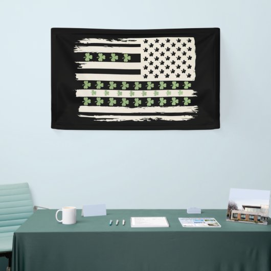 Amerikaanse vlag met Shamrocks voor St Patricks Spandoek (Beurs)