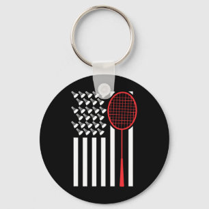 Amerikaanse vlag met shuttles Funny Badminton T Sh Sleutelhanger