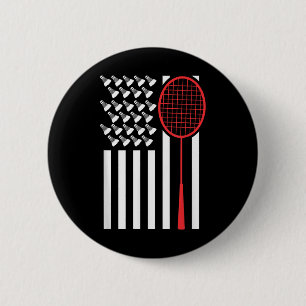 Amerikaanse Vlag Met Shuttles Grappig Badminton T- Ronde Button 5,7 Cm