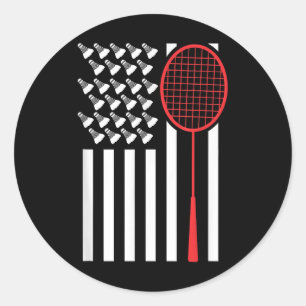 Amerikaanse Vlag Met Shuttles Grappig Badminton T- Ronde Sticker