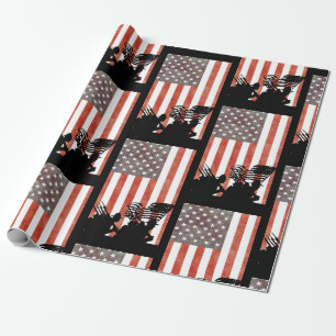 Amerikaanse vlag met Soldaten Silhouette Cadeaupapier