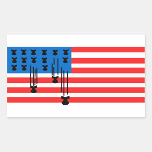 Amerikaanse vlag met vallende bommen rechthoekige sticker