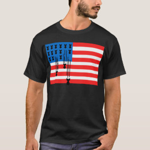 Amerikaanse vlag met vallende bommen t-shirt