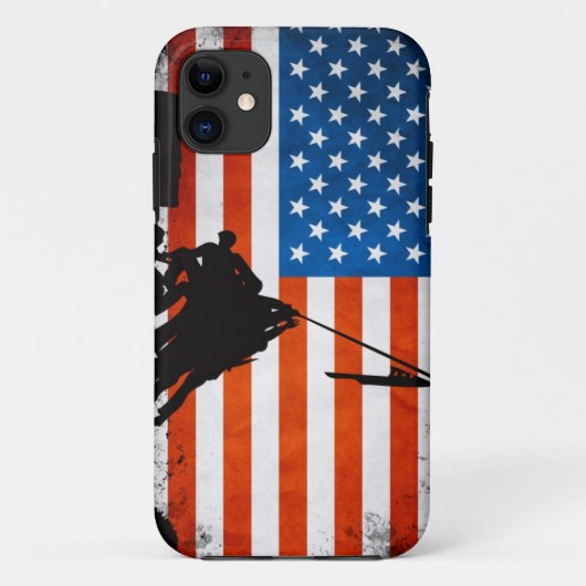 Amerikaanse vlag met veteranen Silhouettes Case-Mate iPhone Case (Achterkant)
