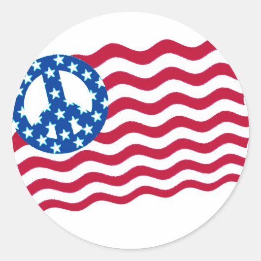 Amerikaanse vlag met vredessymbool Stickers (Voorkant)