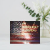 Amerikaanse vlag met vuurwerk Briefkaart (Staand voorkant)