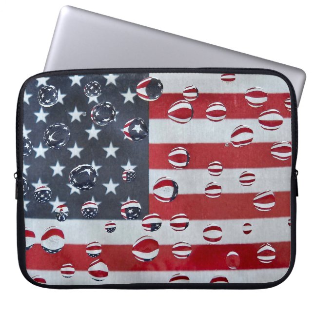 Amerikaanse vlag met waterdruppels laptop sleeve (Voorkant)