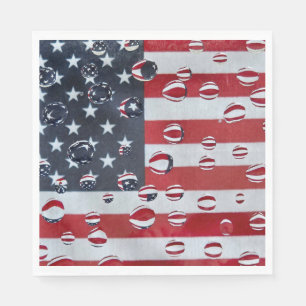 Amerikaanse vlag met waterdruppels servet