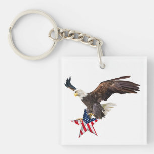 Amerikaanse vlag met witte Amerikaanse zeearend Sleutelhanger