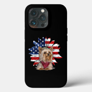 Amerikaanse vlag met Yorkie Puppy iPhone 13 Pro Hoesje