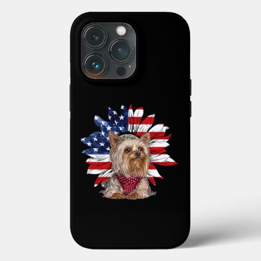 Amerikaanse vlag met Yorkie Puppy Case-Mate iPhone Case (Achterkant)