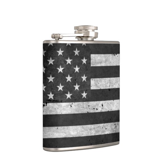 Amerikaanse vlag met zwarte en witte verdringing heupfles (Rechts)