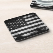 Amerikaanse vlag met zwarte en witte vlag bier onderzetter (Linkerzijde)