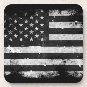 Amerikaanse vlag met zwarte en witte vlag bier onderzetter