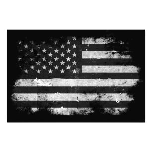 Amerikaanse vlag met zwarte en witte vlag foto afdruk