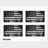 Amerikaanse vlag met zwarte en witte vlag rechthoekige sticker (Vel)