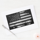 Amerikaanse vlag met zwarte en witte vlag rechthoekige sticker (Envelop)