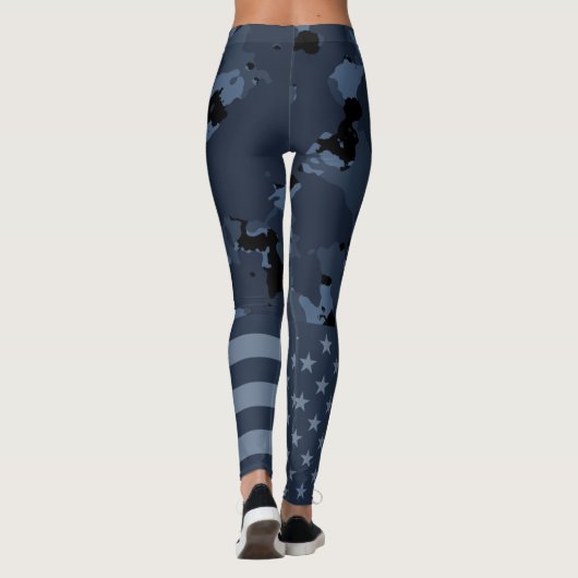Amerikaanse vlag Militaire nacht Camo Leggings (Achterkant)