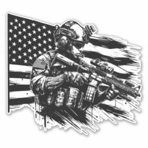 Amerikaanse Vlag Militaire Soldaat Patriottische K Sticker