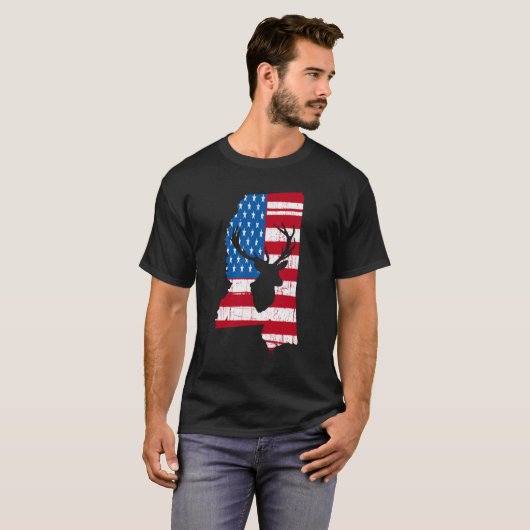 Amerikaanse vlag Mississippi Deer Hunting T-Shirt (Voorkant volledig)