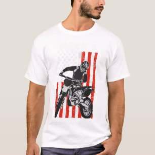 Amerikaanse vlag Motorcross Braap MERICA Vuilfiets T-shirt