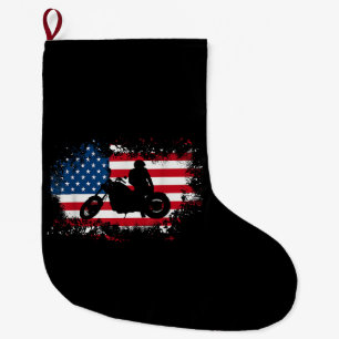 Amerikaanse vlag motorfiets grappige sport liefheb grote kerstsok