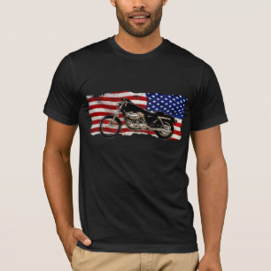 Amerikaanse vlag, motorfiets, motorfiets, hog, cru t-shirt