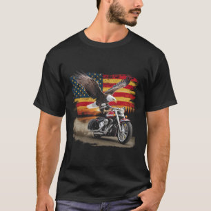Amerikaanse Vlag Motorfiets Usa Vlag Biker Retro T-shirt