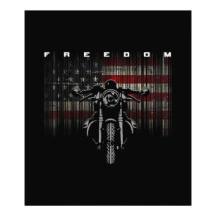 Amerikaanse Vlag Motorfiets Vrijheid Foto Afdruk