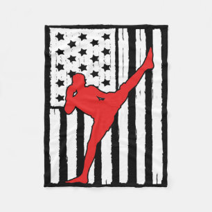 Amerikaanse Vlag Muay Thai Thema Grafisch Ontwerp Fleece Deken