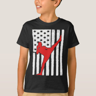 Amerikaanse Vlag Muay Thai Thema Grafisch Ontwerp T-shirt