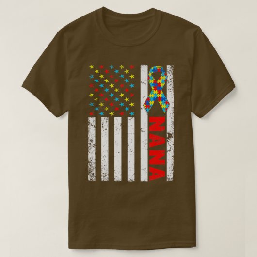 Amerikaanse vlag Nana Autism Awareness Fam T-shirt (Design voorkant)