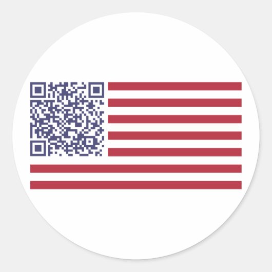 Amerikaanse vlag National Anthem QR Code Ronde Sticker (Voorkant)