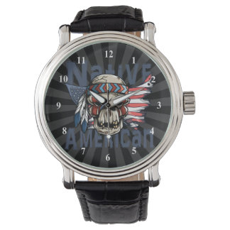 Amerikaanse vlag (Native American Indian Warrior S Horloge