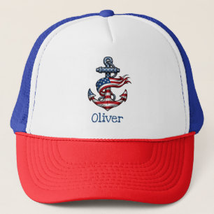 Amerikaanse vlag NauticalAnchor Trucker Pet