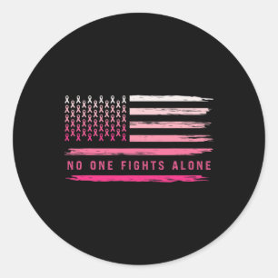 Amerikaanse vlag Niemand vecht tegen borstkanker a Ronde Sticker