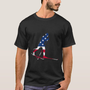 Amerikaanse Vlag Nordic Ski Cool Skier Cadeau Top