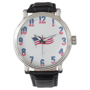 Amerikaanse Vlag & Nummers Horloge