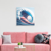 Amerikaanse vlag Ocean Wave Canvas Afdruk (Insitu (Woonkamer))