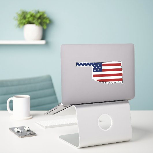 Amerikaanse vlag Oklahoma Sticker (Laptop op bureau)