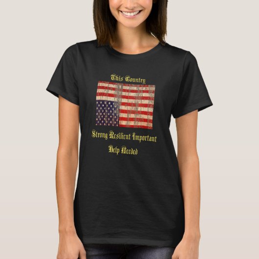  Amerikaanse vlag ondersteboven T-shirt (Voorkant)