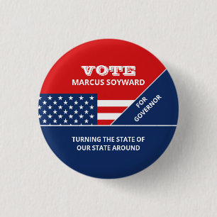 Amerikaanse vlag ontwerp, politieke campagne adver ronde button 3,2 cm